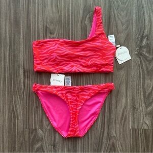 Peixoto Pink and Coral One-Shoulder Bikini Set